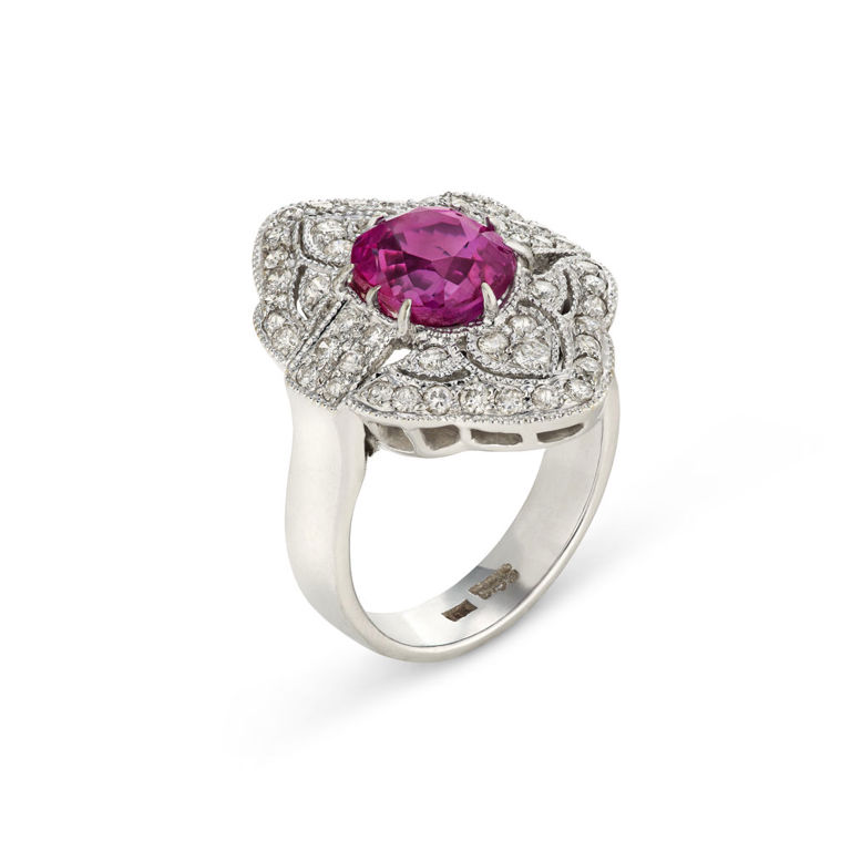 14k White Gold Ruby and Diamond Ring