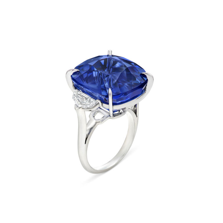 Platinum Sapphire and Diamond Ring