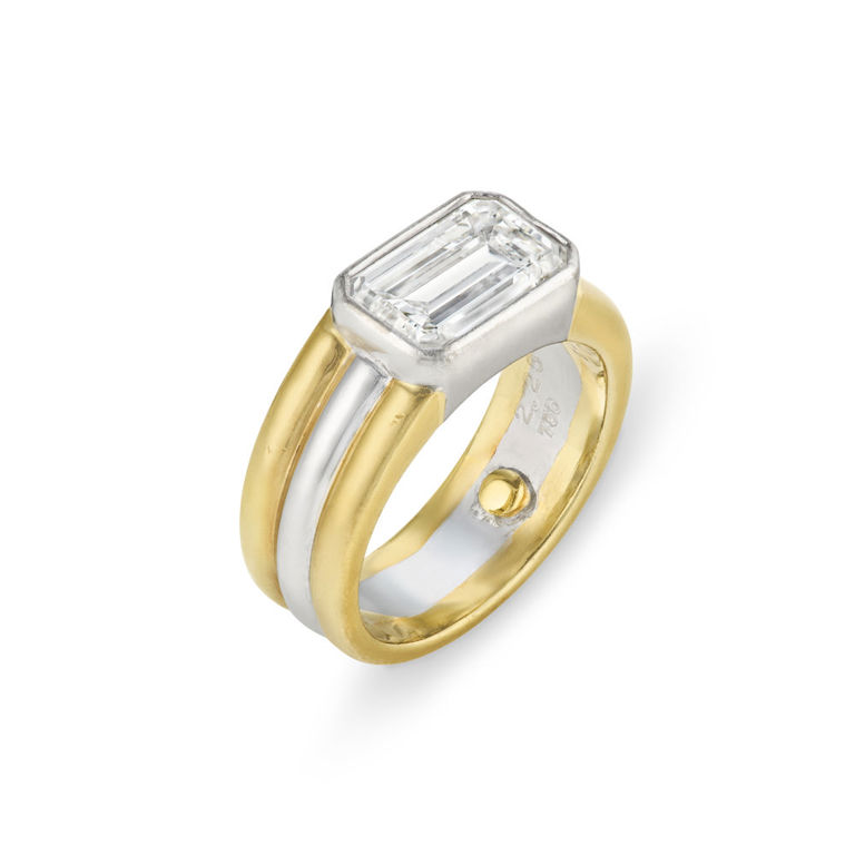 18k Yellow and White Gold Diamond Solitaire Ring
