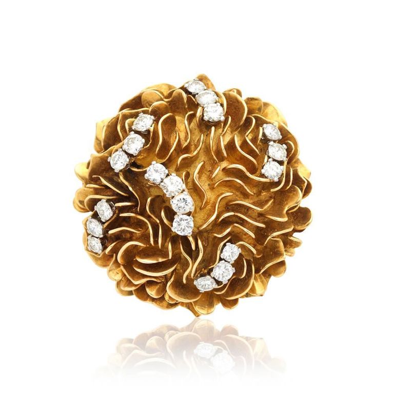 18k Gold Diamond Brooch