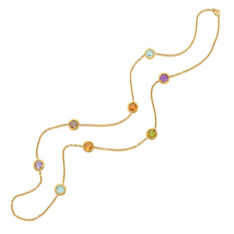 18k Gold Paste and Gem-Set Necklace