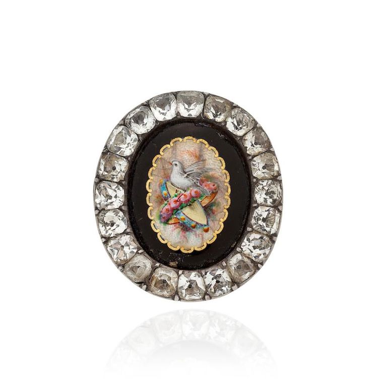Silver Enamel and Paste Brooch