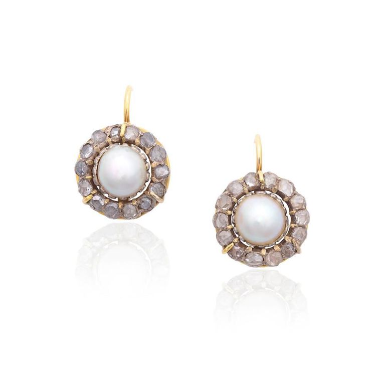 14k Gold Cultured Pearl and Diamond Earrings