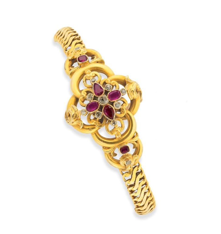 17k Gold Ruby and Diamond Bracelet