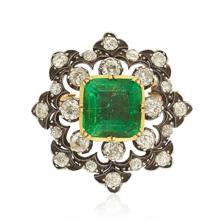 Emerald and Diamond Brooch/Pendant