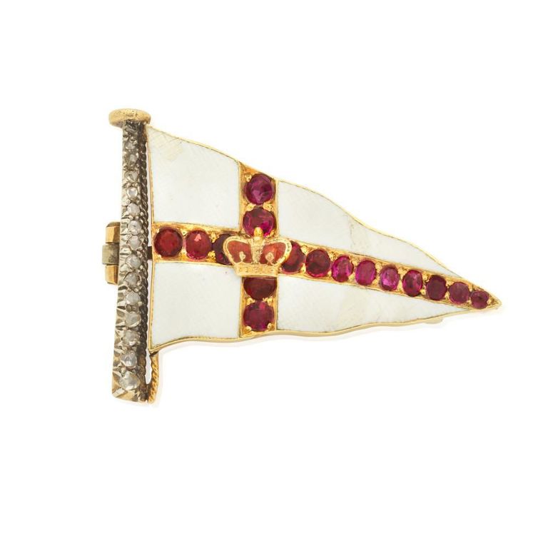 Royal Yacht Squadron Ruby and Diamond Brooch