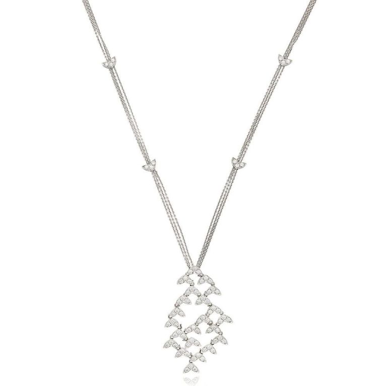 18k White Gold Diamond Pendant Necklace