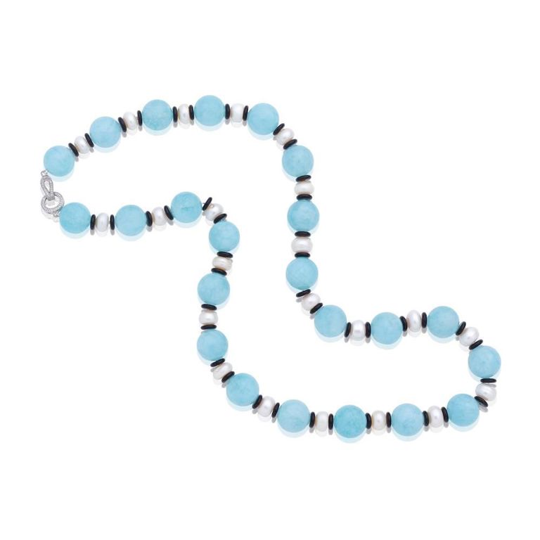 Aquamarine Bead and Pearl Necklace
