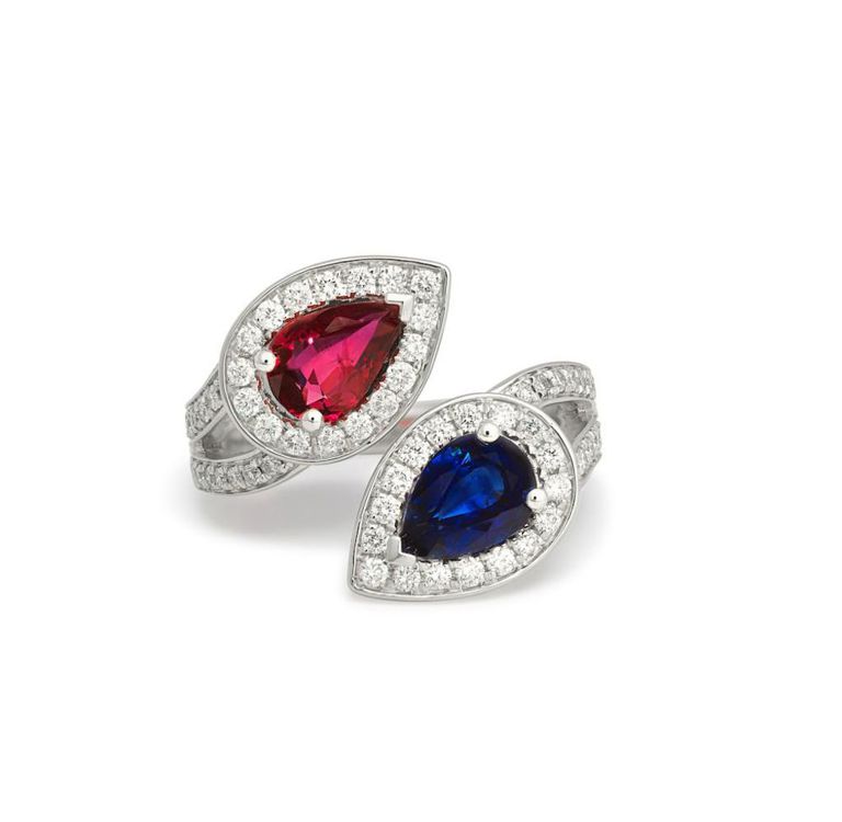 Gem-Set and Diamond Crossover Ring