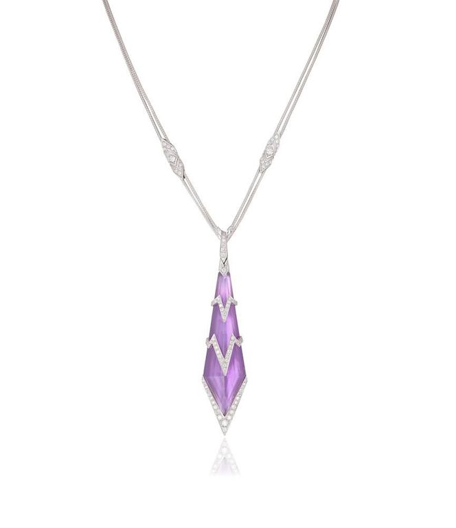 18k Gold Gem-Set and Diamond Pendant Necklace