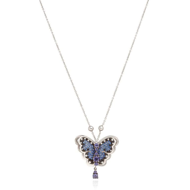 Gem-Set Butterfly Pendant Necklace