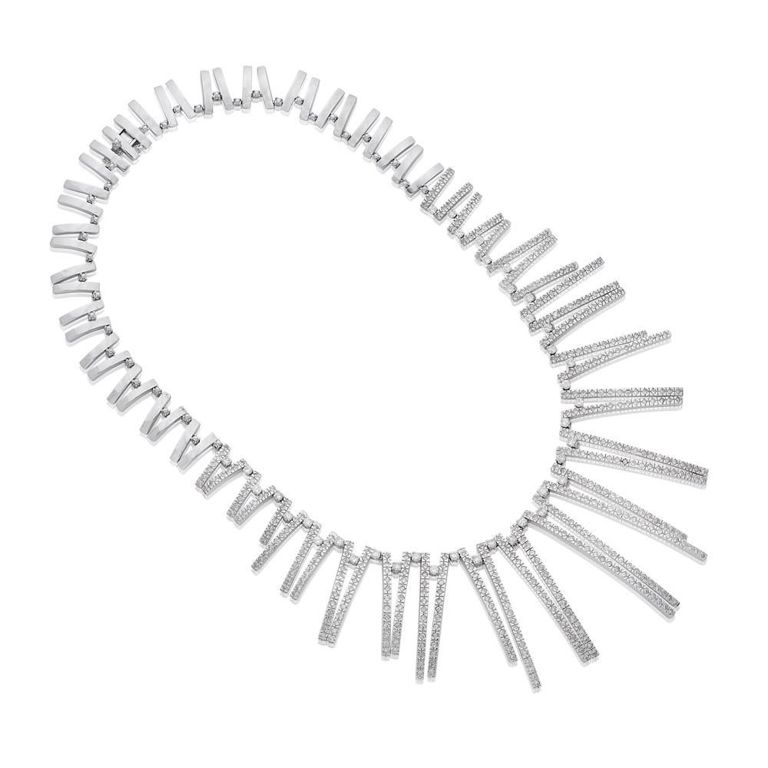 17k White Gold Diamond Fringe Necklace