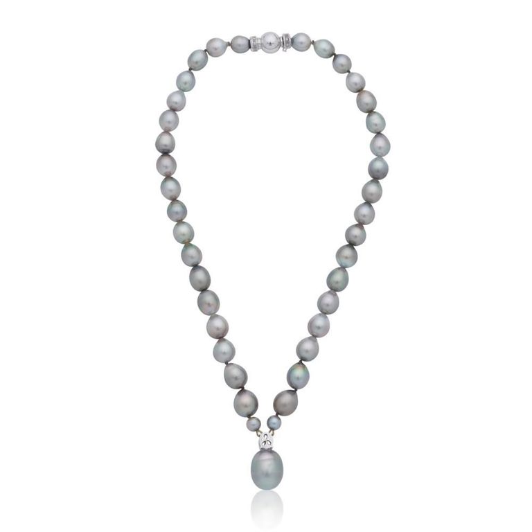 Cultured Pearl and Diamond Pendant Necklace