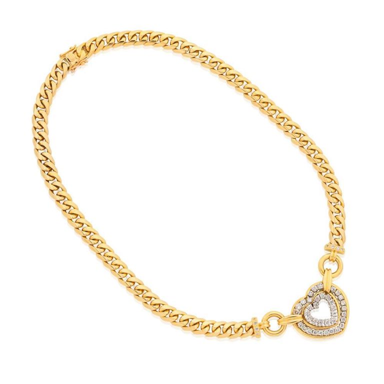 Diamond-Set Heart Necklace