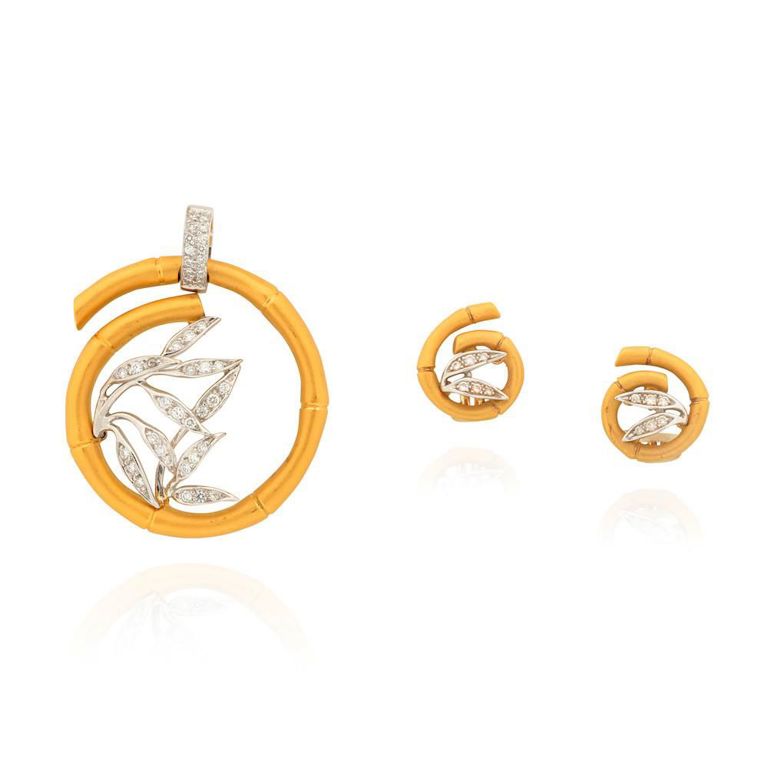 "Bambu" Pendant and Earrings