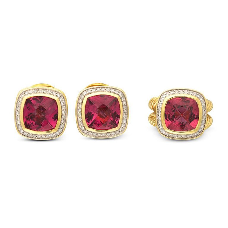 Tourmaline and Diamond Ring and Earrings