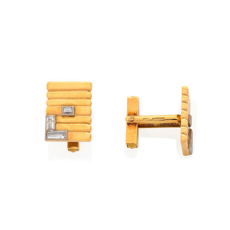18k Gold Diamond Cufflinks