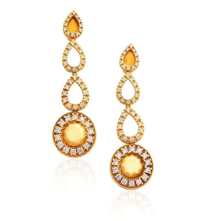 18k Gold Diamond Pendant Earrings