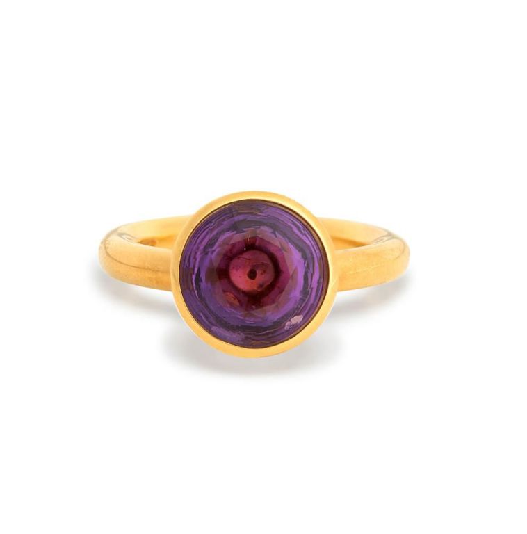 18k Gold Amethyst Charm Ring