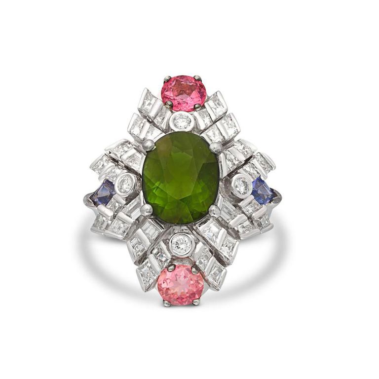 Tourmaline, Diamond and Gem-Set Dress Ring