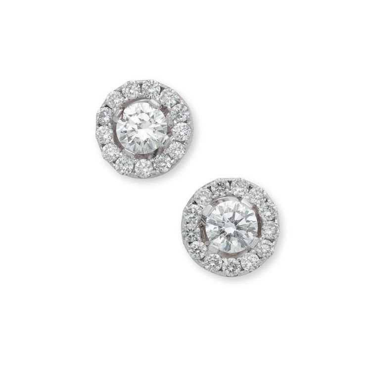 17k Gold Diamond Halo Earrings