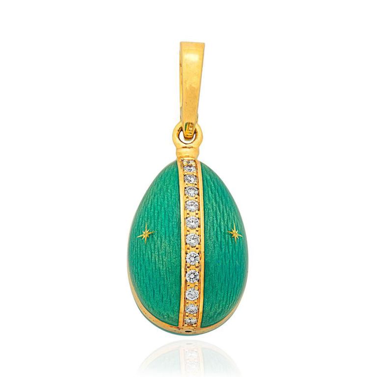 18k Gold Enamel and Diamond Pendant