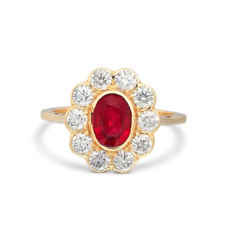 18k Gold Ruby and Diamond Ring