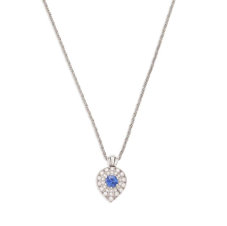 Sapphire and Diamond Pendant Necklace