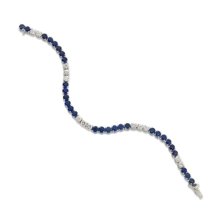 10k Gold Sapphire and Diamond Line Bracelet