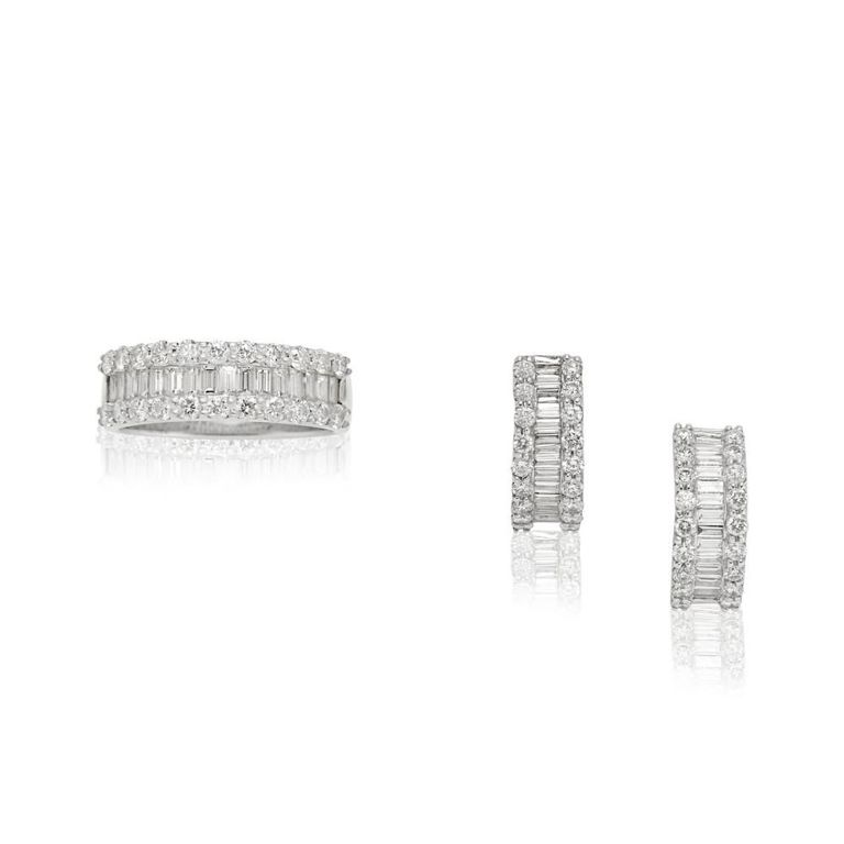 Diamond Ring and Earring Suite