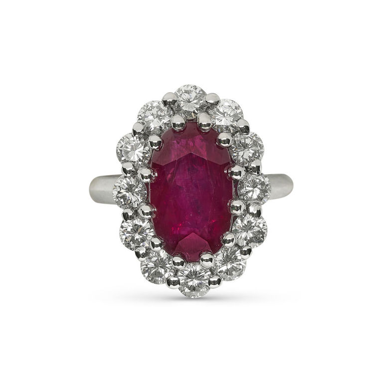 Platinum Ruby and Diamond Ring