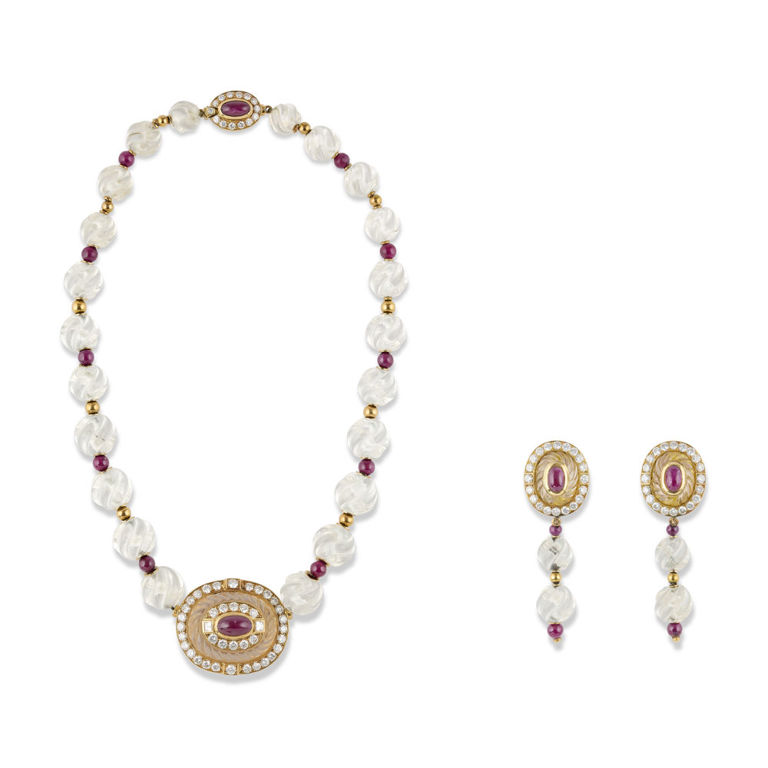 18k Gold Gemstone and Diamond Jewelry Set