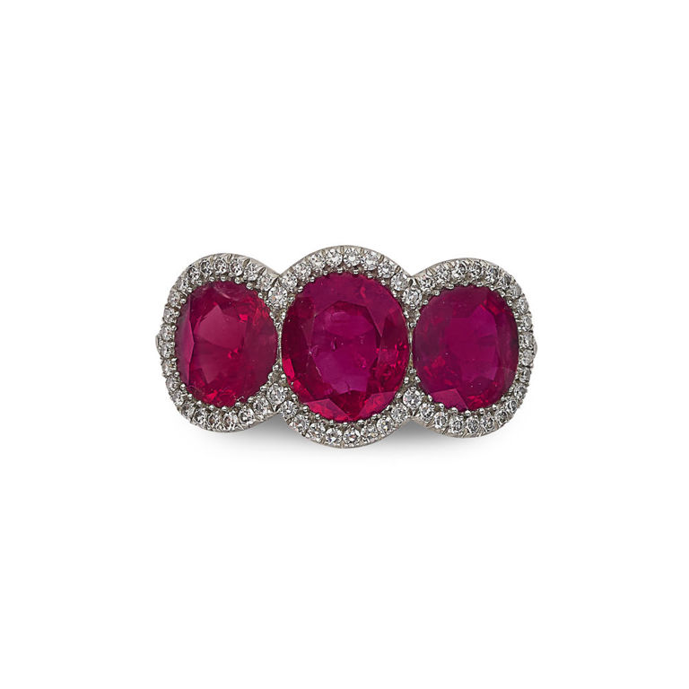 Platinum Ruby and Diamond Ring