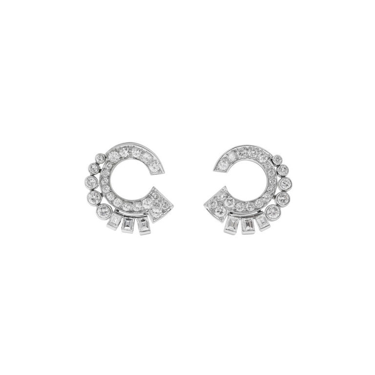Platinum and 18k White Gold Diamond Earrings