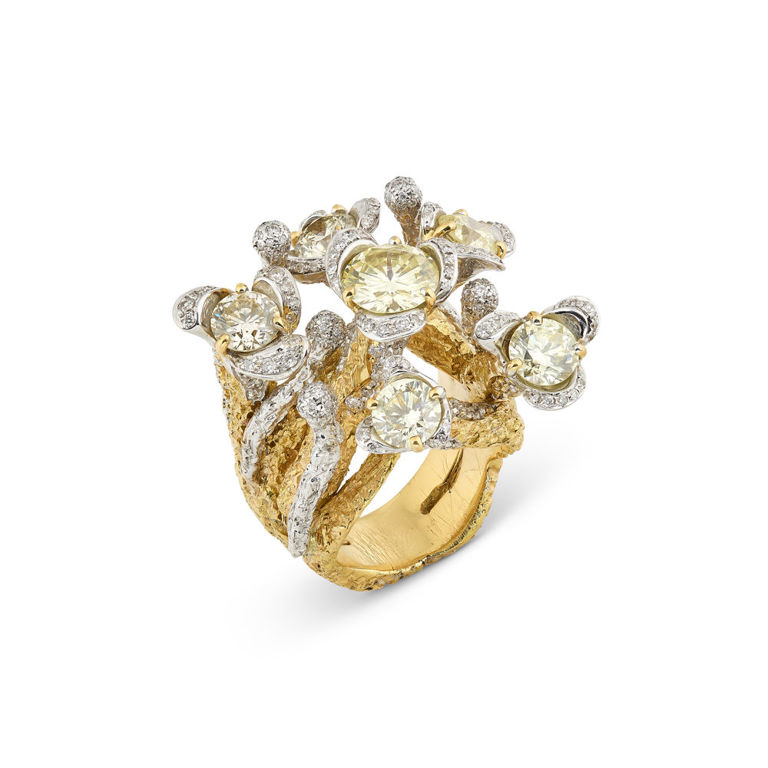 18k Yellow and White Gold Diamond Ring