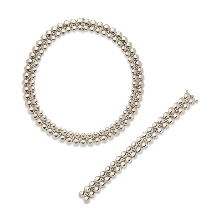18k White and Yellow Gold Necklace and Bracelet