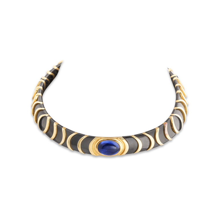 18k Gold Sapphire Torque Necklace
