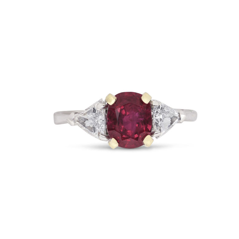 18k Yellow and White Gold Ruby and Diamond Ring