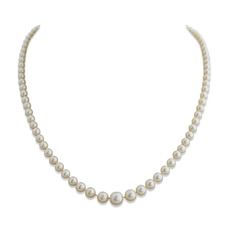 18k White Gold Pearl and Diamond Necklace