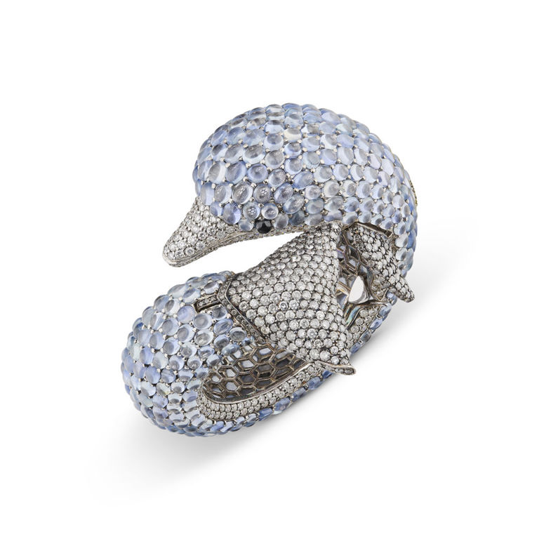18k Gold Sapphire and Diamond Dolphin Bracelet