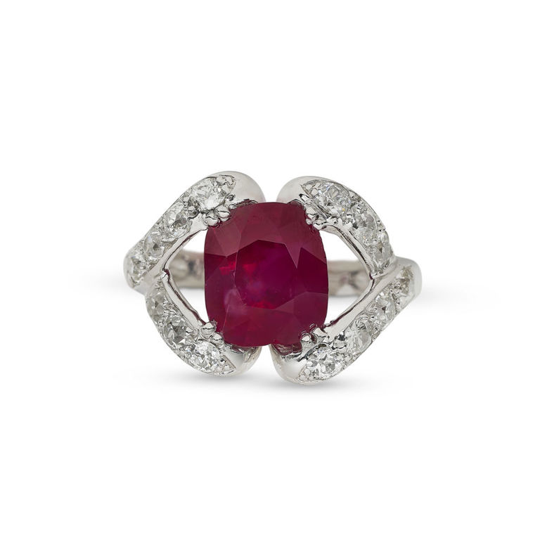 18k White Gold Ruby and Diamond Ring