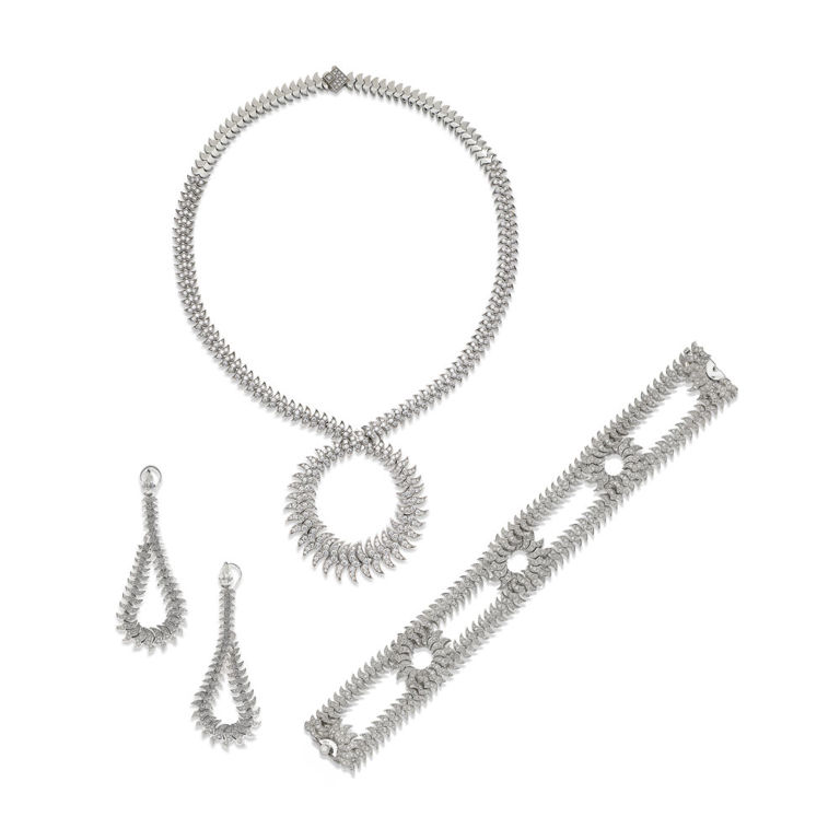 18k White Gold Diamond Jewelry Set