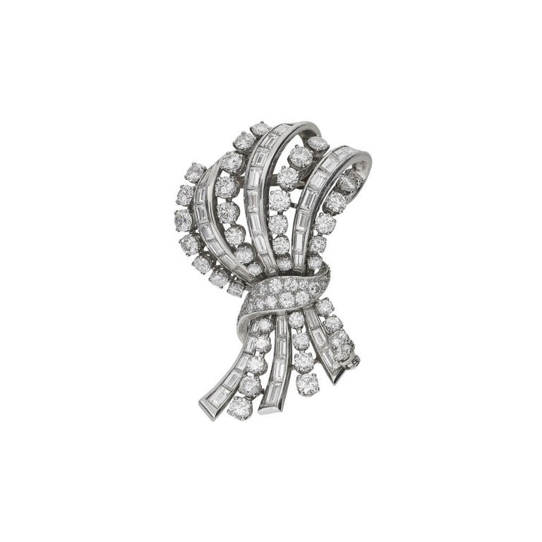Platinum and 18k White Gold Diamond Brooch