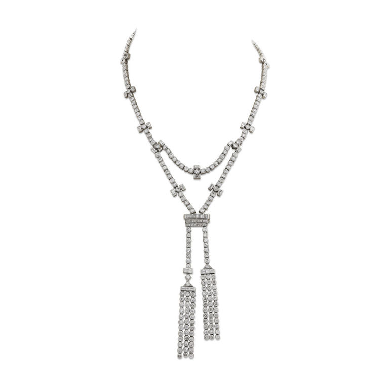 Platinum and Gold Diamond Pendant/Brooch Necklace