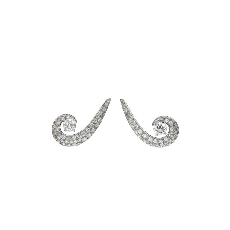 Platinum and 18k White Gold Diamond Earrings