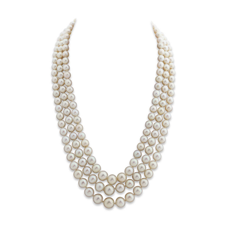 18k White Gold Pearl and Diamond Necklace