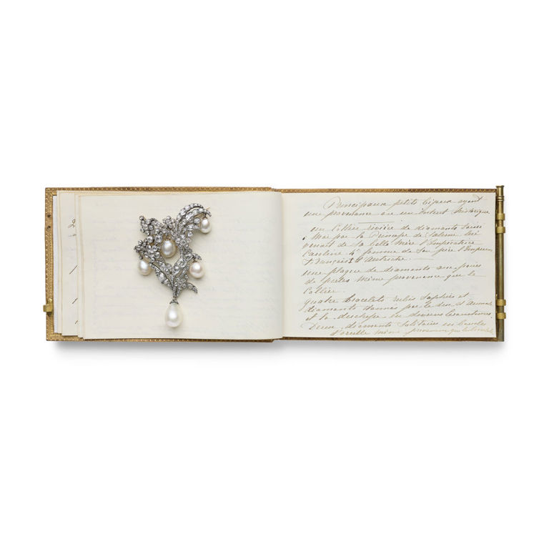 18k White and Yellow Gold Diamond and Pearl Brooch