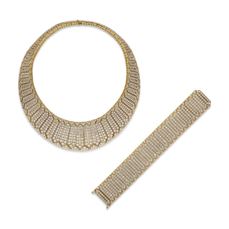18k Yellow Gold Diamond Jewelry Set
