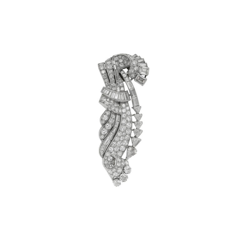 Platinum and 18k White Gold Diamond Brooch
