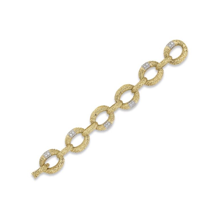 18k Yellow and White Gold Diamond Link Bracelet